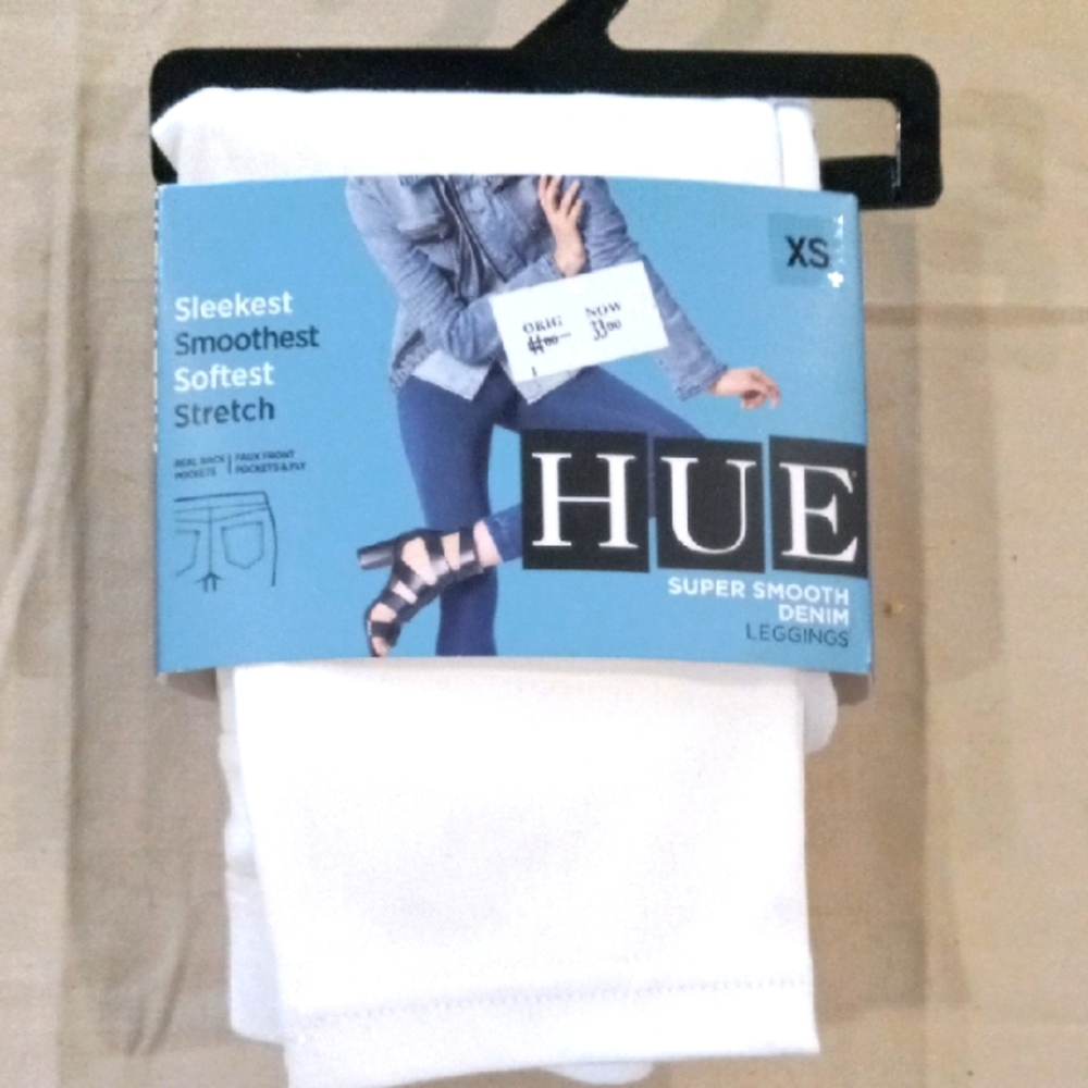 HUE White Super Smooth Denim Leggings Size XS